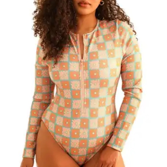 Dippin’ Daisy’s Shoal Front Zipper Long Sleeve One Piece Swimsuit Size MEDIUM - Picture 7 of 7